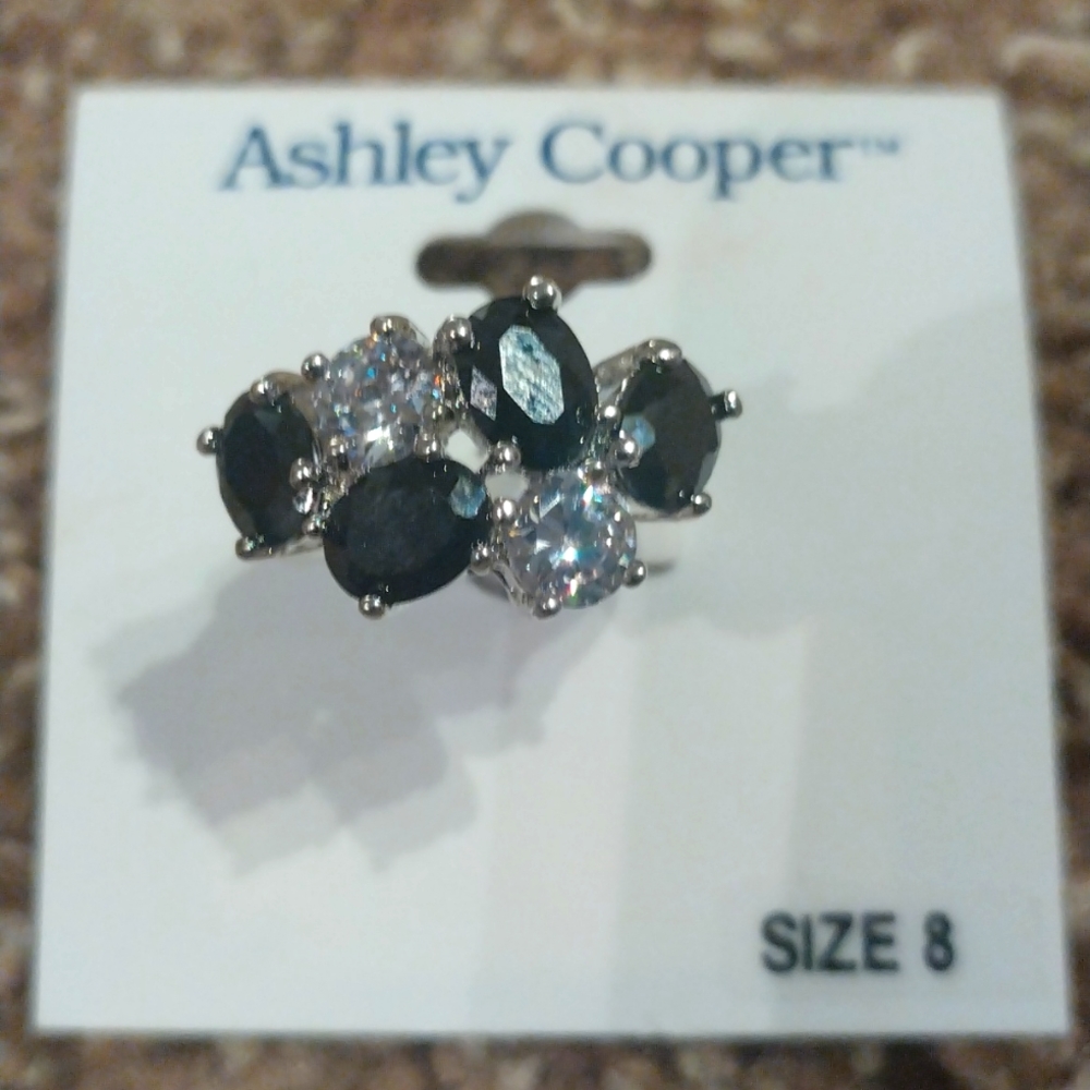 NWT Rhodium Plated Cubic Zirconia Boscov's Ring with Gift Box